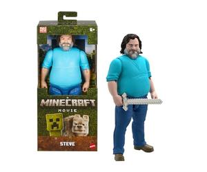 Mattel Minecraft Steve Figura de acción a gran escala, juguete articulado coleccionable de 30,5cm inspirado en “Una película de Minecraft”, JGG67