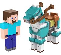 Mattel Minecraft Steve y caballo con armadura Pack 2 figuras de acción con accesorios, juguete +6 años (HDV39)