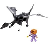 Mattel Minecraft Toys Ultimate Ender Dragon - Figura de acción grande con accesorios Steve y 4 x 8,5 cm, juego con luces, sonido, niebla y cambio de color