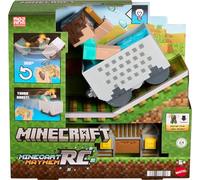 Mattel Minecraft Vagón teledirigido con Steve, Control Remoto con Acrobacias sobre Ruedas, Turbo y Linterna Luminosa, código de artículo Digital y diseño pixelado, JMT40