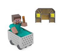 Mattel Minecraft Vagón teledirigido con Steve, Control Remoto con Acrobacias sobre Ruedas, Turbo y Linterna Luminosa, código de artículo Digital y diseño pixelado, JMT40