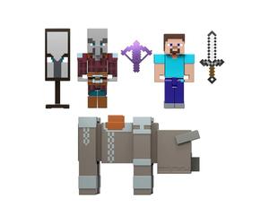 Mattel Minecraft Village Raid Pack con 3 Figuras y Accesorios | Set coleccionable de 8,2 cm incluye a Steve, para fans y niños, JJT18