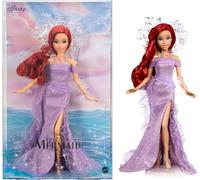 Mattel Muñeca coleccionable Disney Ariel La Sirenita con soporte para muñeca, inspirada en la película de Disney, 35 aniversario para niños y coleccionistas