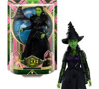 Mattel Muñeca de Moda Universal Wicked Elphaba y Accesorios con Piel Verde, Cabello Negro Trenzado, Posibilidad y Aspecto de salón extraíble