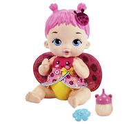 Mattel My Garden Baby Mariposa Bebe y hace pipí Pelo rosa Muñeca bebé de juguete con pañal, biberón, diadema y accesorios , regalo +3 años (HMX27)
