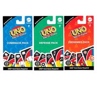 Mattel Paquetes adicionales UNO, paquete de regreso, defensa y enemigos, todas las tarjetas especiales, a partir de 7 años