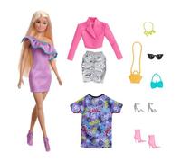 Mattel Set De Muñeca Con 3 Conjuntos De Ropa Barbie Multicolor