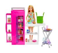 Barbie Despensa de ensueño Muñeca Rubia con Mueble y Accesorios de Comida, Juguete +3 años (Mattel HJV38)