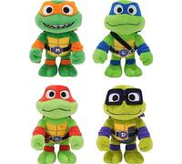 Mattel Teenage Mutant Ninja Turtles: Mutant Mayhem - Juego de peluche con 4 muñecas suaves, Leonardo de 8 pulgadas, Miguel Ángel, Rafael y Donatello (exclusivo de Amazon)