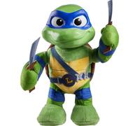 Mattel Teenage Mutant Ninja Turtles: Mutant Mayhem Leonardo - Juguete de peluche con acción y más de 20 sonidos, muñeca suave de 11 pulgadas con cabeza de vinilo