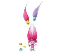 Mattel Trolls 3 Todos Juntos Hair Pops Poppy Muñeca pequeña con ropa intercambiable inspirada en la película, 3 accesorios sorpresa, juguete +3 años (HNF10)