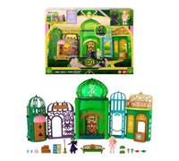 Mattel Universal Pictures’ Wicked Emerald City Playset | Muñecas pequeñas Glinda y Elphaba, 5 espacios de juego, 15 accesorios, inspirado en la película, JFM22