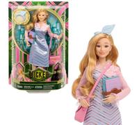 Mattel Universal Wicked Glinda - Muñeca de moda y accesorios con cabello rubio peinado, posibilidad y aspecto de uniforme escolar extraíble