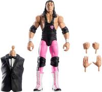 Mattel WWE - Figura de acción y Accesorios de la colección Elite, Juego de Bret Hart de Eventos en Vivo, Wrestlemania con Piezas de Howard Finkel Build-A-Figure
