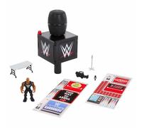 Mattel WWE Knuckle Crunchers Conjunto juego y micrófono 2 en 1 con una figura de acción y dos accesorios, conjunto de jefe final con figura de The Rock de 8,3cm, JFX07