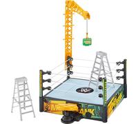 Mattel WWE Money in The Bank - Juego de anillos de dinero en efectivo con 2 modos de juego y más de 40 sonidos y frases, incluye grúa lanzadora, escaleras y maletín, 13 x 20 pulgadas