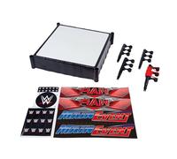 Mattel WWE Ring de superestrellas con pegatinas de Main Event y RAW, colchoneta con muelles y cuerdas elásticas tensadas, JDJ20