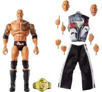 Mattel WWE Ultimate Edition - Figura de acción y accesorios, juego coleccionable The Rock de 6 pulgadas, cabezas y manos intercambiables, 30 puntos de articulación