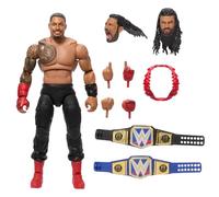 Mattel WWE Ultimate Edition Luchador Roman Reigns Figura de acción con 2 cinturones de campeón, 2 caras y accesorios, juguete +8 años (HVF86)