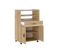 mattfy - Armario Auxiliar de Cocina con Ruedas Dagna, Mueble Multiusos con Cajón y Varios Compartimentos, Práctico y Funcional, Color Beige, 60 cm (Ancho) x 85.5 cm (Alto) x 40 cm (Fondo)