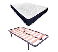 mattfy - Cama Completa con Colchón Kloe Reversible + Somier de Láminas Basic con 4 Patas Abrazadera, 105 x 190