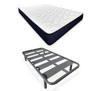 mattfy - Cama Completa con Colchón Kloe Reversible + Somier de Láminas Reforzado con 4 Patas Cilíndricas Metálicas Roscadas, 105 x 190