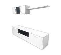 Mattfy - Mueble de Salón Moderno, Módulos de Comedor, Modelo Ilsa, Acabado en Blanco y Grafito, Medidas: 200 cm (Ancho) x 46 cm (Alto) 39.6 cm (Fondo)