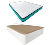 mattfy - Pack Colchón Viscoelástico Vega Reversible + Canapé Madera Abatible Gran Capacidad | Color Blanco 150 x 190