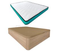 mattfy - Pack Colchón Viscoelástico Vega Reversible + Canapé Madera Abatible Gran Capacidad | Color Cambria 90 x 190