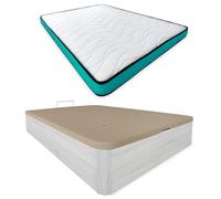 mattfy - Pack Colchón Viscoelástico Vega Reversible + Canapé Madera Abatible Gran Capacidad | Color Polar 150 x 190