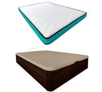 mattfy - Pack Colchón Viscoelástico Vega Reversible + Canapé Madera Abatible Gran Capacidad | Color Wengué 150 x 190