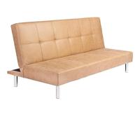 mattfy - Sofá Cama Clic Clac Tipo Libro de 3 Plazas Modelo Milos, Diseño Moderno, Práctico y Funcional, Acabado en Marrón Piedra