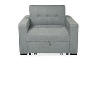 mattfy - Sofá Cama Individual de 1 Plaza Modelo Kaia, Diseño Moderno, Práctico y Funcional, con Reposabrazos, Gris