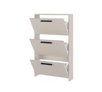 mattfy - Zapatero con 3 Puertas y Patas, Mueble para Zapatos Estrecho, Modelo Dagna, Acabado en Color Beige, Medidas: 115,5 cm (Alto) x 68,5 cm (Ancho) x 17 cm (Fondo) Práctico y Funcional