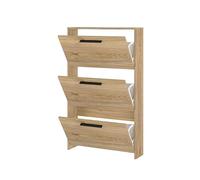 mattfy - Zapatero con 3 Puertas y Patas, Mueble para Zapatos Estrecho, Modelo Dagna, Acabado en Color Roble Miel, Medidas: 115,5 cm (Alto) x 68,5 cm (Ancho) x 17 cm (Fondo) Práctico y Funcional
