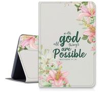 Matthew 19:26 Flower - Funda para tablet Amazon Fire HD 10 de 10.1 pulgadas (7ª generación y 9ª generación, versión 2017 y 2019), funda plegable inteligente con función de encendido y apagado