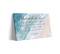 Matthew 6 33 KJV Bible Verse Wall Art Seek Ye First The Kingdom Of God Scripture Print Christian Home Wall Decor Inspirational Faith Gift(Framed,12x18inch(30x45cm))