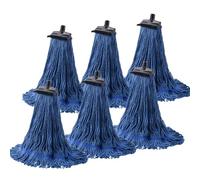 Matthew - Cabezal de fregona grande y resistente, repuesto comercial para limpieza general y de suelos, repuesto de cabezal de cuerda de algodón industrial húmedo con rosca (azul paquete de 6) con