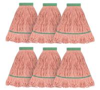 Matthew Cleaning - Cabezal de fregona resistente de repuesto comercial para limpieza general y de suelos, repuesto de cabezal de cuerda de algodón azul industrial húmedo (paquete de 6), color naranja