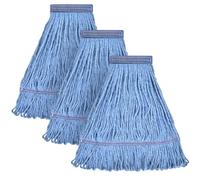 Matthew Cleaning - Cabezal de fregona Resistente de Repuesto Comercial para Limpieza General y de Suelos, Repuesto de Cabezal de Cuerda de algodón Azul Industrial húmedo (Paquete de 3)