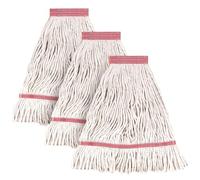 Matthew Cleaning - Cabezal de fregona resistente de repuesto comercial para limpieza general y de suelos, repuesto de cabezal de cuerda de algodón azul industrial húmedo (paquete de 3), color blanco