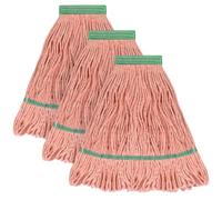 MATTHEW CLEANING - Cabezal de fregona resistente de repuesto comercial para limpieza general y de suelos, repuesto de cabezal de cuerda de algodón azul industrial húmedo (paquete de 3), color naranja