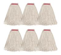 Matthew Cleaning - Fregona de algodón de 24 onzas, cuerda de algodón de corte de extremo de corte resistente, repuesto de fregona de mezcla de diadema, repuesto de cabezal de fregona para el hogar, uso industrial y comercial (blanco, 6 unidades)