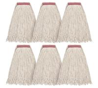 Matthew Cleaning - Juego de 6 trapeadores de algodón de 16 onzas, repuestos de fregona de hilo de cuerda resistente con bucle de algodón, mezcla universal para diadema, repuesto de cabezal de fregona