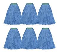 Matthew Cleaning - Juego de 6 trapeadores de algodón de 24 onzas, repuestos de fregona de cuerda de algodón resistente, mezcla universal para diadema, repuesto de cabezal de fregona para el hogar, uso