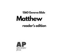 Matthew Readers Edition - 1560 Geneva Bible