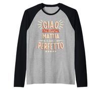 Mattia Idea Regalo Personalizzata Nome Divertente Camiseta Manga Raglan
