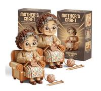 Mattone da costruzione artigianale per la mamma, set regalo per la festa della mamma, maglione da maglia "Mamma gentile", statuina artigianale per lavorare a maglia con amore (2PC)