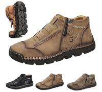 Matufit Shoes for Men,Men's Leather Waterproof Non-Slip Fashionable Shoes,Slip-On Casual Walking Shoess (Brown,32 1/3)