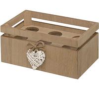 Maturi Caja Madera Tejida con Forma de corazón para Media docena de Huevos, marrón